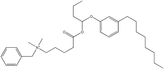 N,N-Dimethyl-N-benzyl-N-[4-[[1-(3-octylphenyloxy)butyl]oxycarbonyl]butyl]aminium Struktur