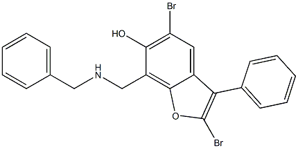 7-(Benzylaminomethyl)-2,5-dibromo-3-phenylbenzofuran-6-ol Struktur