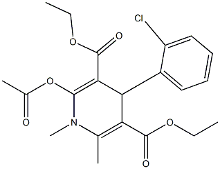 4-(2-Chlorophenyl)-2-(acetyloxy)methyl-6-methyl-1,4-dihydropyridine-3,5-dicarboxylic acid diethyl ester Struktur