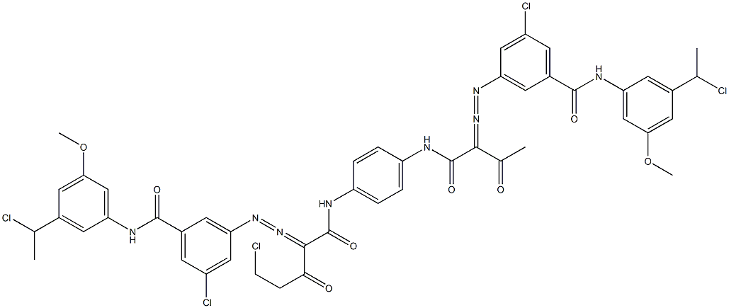 3,3'-[2-(Chloromethyl)-1,4-phenylenebis[iminocarbonyl(acetylmethylene)azo]]bis[N-[3-(1-chloroethyl)-5-methoxyphenyl]-5-chlorobenzamide] Struktur