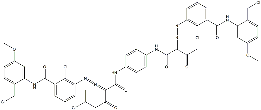 3,3'-[2-(1-Chloroethyl)-1,4-phenylenebis[iminocarbonyl(acetylmethylene)azo]]bis[N-[2-(chloromethyl)-5-methoxyphenyl]-2-chlorobenzamide] Struktur