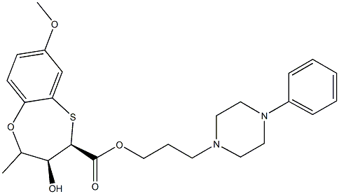 (3S,4R)-3-Hydroxy-4-[3-(4-phenyl-1-piperazinyl)propyl]-7-methoxy-3,4-dihydro-2H-1,5-benzoxathiepin-4-carboxylic acid methyl ester Struktur