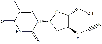 5-Methyl-3'-[cyanoamino]-2',3'-dideoxyuridine Struktur