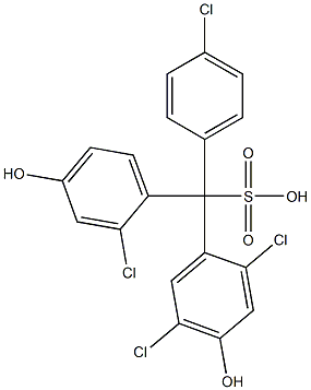 (4-Chlorophenyl)(2-chloro-4-hydroxyphenyl)(2,5-dichloro-4-hydroxyphenyl)methanesulfonic acid Struktur