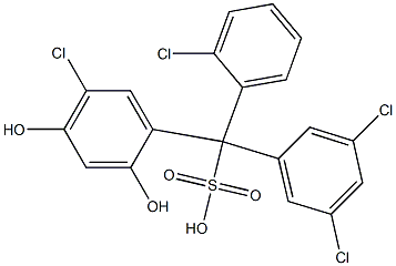 (2-Chlorophenyl)(3,5-dichlorophenyl)(5-chloro-2,4-dihydroxyphenyl)methanesulfonic acid Struktur