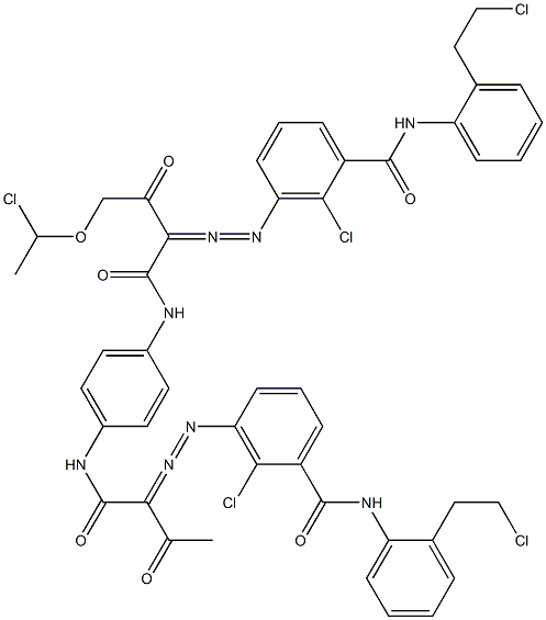 3,3'-[2-[(1-Chloroethyl)oxy]-1,4-phenylenebis[iminocarbonyl(acetylmethylene)azo]]bis[N-[2-(2-chloroethyl)phenyl]-2-chlorobenzamide] Struktur