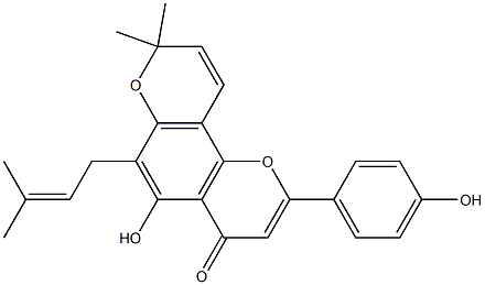 6-(4-Hydroxyphenyl)-9-hydroxy-10-(3-methyl-2-butenyl)-2,2-dimethyl-2H,8H-1,5-dioxaphenanthren-8-one Struktur