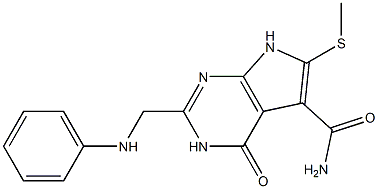 2-[(Phenylamino)methyl]-6-(methylthio)-4-oxo-3,4-dihydro-7H-pyrrolo[2,3-d]pyrimidine-5-carboxamide Struktur