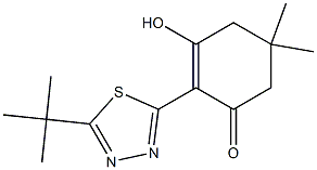 2-(5-tert-Butyl-1,3,4-thiadiazol-2-yl)-3-hydroxy-5,5-dimethyl-2-cyclohexen-1-one Struktur