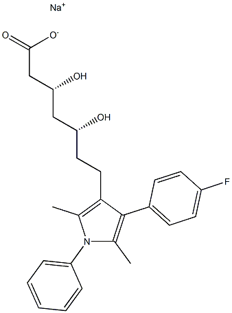 (3R,5R)-3,5-Dihydroxy-7-[2,5-dimethyl-1-phenyl-4-(4-fluorophenyl)-1H-pyrrol-3-yl]heptanoic acid sodium salt Struktur