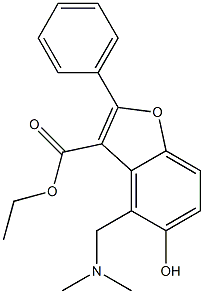 2-Phenyl-4-[(dimethylamino)methyl]-5-hydroxy-3-benzofurancarboxylic acid ethyl ester Struktur