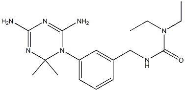 2,4-Diamino-6,6-dimethyl-5,6-dihydro-5-[3-(diethylcarbamoylaminomethyl)phenyl]-1,3,5-triazine Struktur