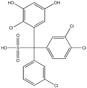 (3-Chlorophenyl)(3,4-dichlorophenyl)(2-chloro-3,5-dihydroxyphenyl)methanesulfonic acid Struktur