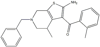 2-Amino-3-(2-methylbenzoyl)-4,5,6,7-tetrahydro-4-methyl-6-benzylthieno[2,3-c]pyridine Struktur