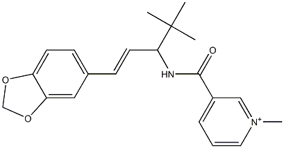 3-[[[(E)-1-(3,4-Methylenedioxyphenyl)-4,4-dimethyl-1-penten-3-yl]amino]carbonyl]-1-methylpyridinium Struktur