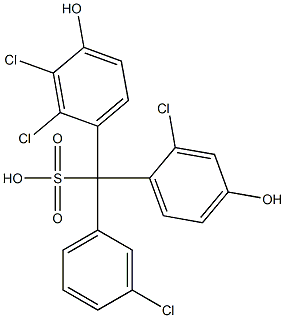 (3-Chlorophenyl)(2-chloro-4-hydroxyphenyl)(2,3-dichloro-4-hydroxyphenyl)methanesulfonic acid Struktur