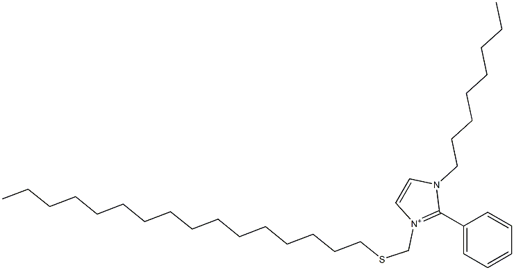 1-Octyl-2-phenyl-3-[(hexadecylthio)methyl]-1H-imidazol-3-ium Struktur
