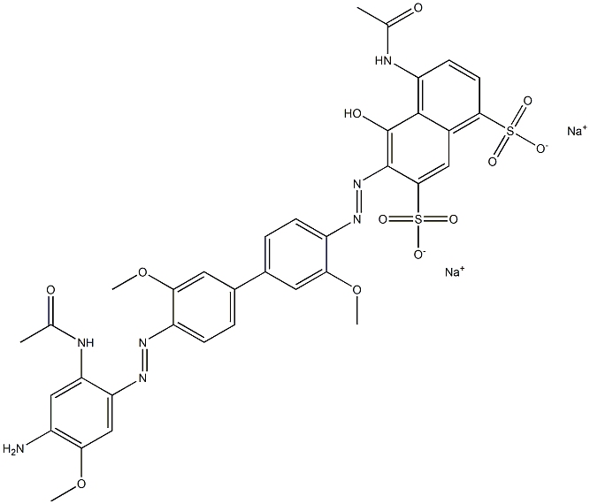 4-Acetylamino-6-[[4'-[(2-acetylamino-4-amino-5-methoxyphenyl)azo]-3,3'-dimethoxy-1,1'-biphenyl-4-yl]azo]-5-hydroxynaphthalene-1,7-disulfonic acid disodium salt Struktur