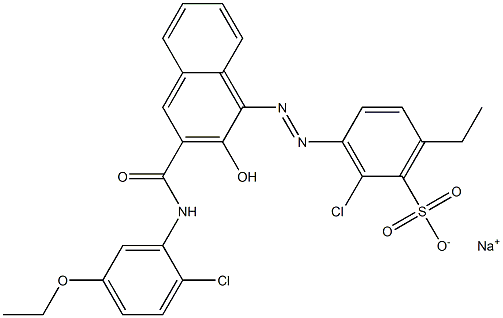 2-Chloro-6-ethyl-3-[[3-[[(2-chloro-5-ethoxyphenyl)amino]carbonyl]-2-hydroxy-1-naphtyl]azo]benzenesulfonic acid sodium salt Struktur