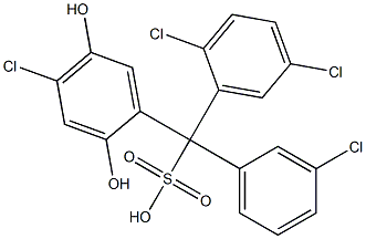 (3-Chlorophenyl)(2,5-dichlorophenyl)(4-chloro-2,5-dihydroxyphenyl)methanesulfonic acid Struktur