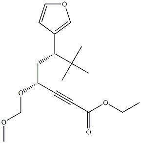 (4R,6S)-7,7-Dimethyl-4-methoxymethoxy-6-(3-furyl)-2-octynoic acid ethyl ester Struktur