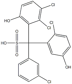 (3-Chlorophenyl)(2-chloro-5-hydroxyphenyl)(2,3-dichloro-6-hydroxyphenyl)methanesulfonic acid Struktur