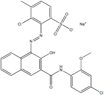 3-Chloro-4-methyl-2-[[3-[[(4-chloro-2-methoxyphenyl)amino]carbonyl]-2-hydroxy-1-naphtyl]azo]benzenesulfonic acid sodium salt Struktur