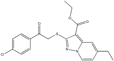 2-[[(4-Chlorophenylcarbonyl)methyl]thio]-5-ethylpyrazolo[1,5-a]pyridine-3-carboxylic acid ethyl ester Struktur