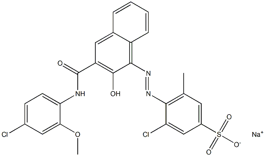 3-Chloro-5-methyl-4-[[3-[[(4-chloro-2-methoxyphenyl)amino]carbonyl]-2-hydroxy-1-naphtyl]azo]benzenesulfonic acid sodium salt Struktur