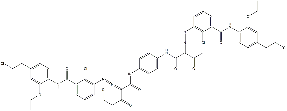 3,3'-[2-(Chloromethyl)-1,4-phenylenebis[iminocarbonyl(acetylmethylene)azo]]bis[N-[4-(2-chloroethyl)-2-ethoxyphenyl]-2-chlorobenzamide] Struktur