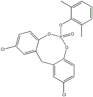 2,10-Dichloro-6-(2,6-dimethylphenoxy)-12H-dibenzo[d,g][1,3,2]dioxaphosphocin 6-oxide Struktur