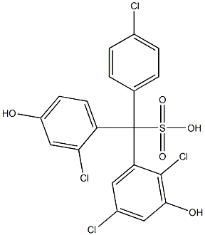 (4-Chlorophenyl)(2-chloro-4-hydroxyphenyl)(2,5-dichloro-3-hydroxyphenyl)methanesulfonic acid Struktur