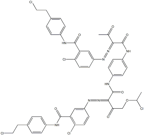 3,3'-[2-[(1-Chloroethyl)oxy]-1,4-phenylenebis[iminocarbonyl(acetylmethylene)azo]]bis[N-[4-(2-chloroethyl)phenyl]-6-chlorobenzamide] Struktur