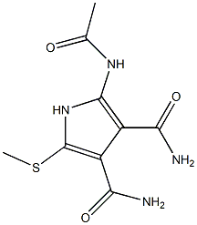 2-[Acetylamino]-5-[methylthio]-1H-pyrrole-3,4-dicarboxamide Struktur