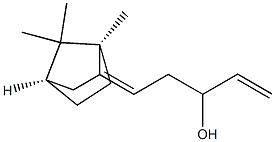 (1R,2Z,4R)-2-(3-Hydroxy-4-penten-1-ylidene)-1,7,7-trimethylbicyclo[2.2.1]heptane Struktur