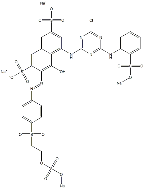 5-Hydroxy-4-[[4-chloro-6-(2-sodiooxysulfonylanilino)-1,3,5-triazin-2-yl]amino]-6-[[4-[[2-(sodiosulfooxy)ethyl]sulfonyl]phenyl]azo]-2,7-naphthalenedisulfonic acid disodium salt Struktur