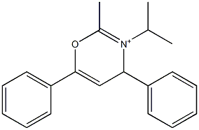 3-Isopropyl-2-methyl-4,6-diphenyl-4H-1,3-oxazin-3-ium Struktur