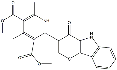 4,6-Dimethyl-2-[(4,5-dihydro-4-oxothiopyrano[3,2-b]indol)-3-yl]-1,2-dihydropyridine-3,5-dicarboxylic acid dimethyl ester Struktur