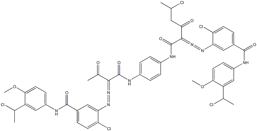 3,3'-[2-(1-Chloroethyl)-1,4-phenylenebis[iminocarbonyl(acetylmethylene)azo]]bis[N-[3-(1-chloroethyl)-4-methoxyphenyl]-4-chlorobenzamide] Struktur