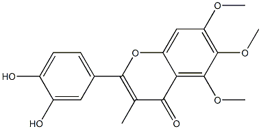 2-(3,4-Dihydroxyphenyl)-5,6,7-trimethoxy-3-methyl-4H-1-benzopyran-4-one Struktur