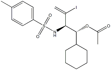 Acetic acid (1R,2R)-1-cyclohexyl-2-(tosylamino)-3-iodo-3-butenyl ester Struktur