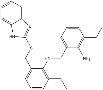 2-[[2-[(2-Amino-3-ethylbenzyl)amino]-3-ethylbenzyl]thio]-1H-benzimidazole Struktur