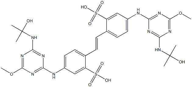 4,4'-Bis[6-(1-hydroxy-1-methylethylamino)-4-methoxy-1,3,5-triazin-2-ylamino]-2,2'-stilbenedisulfonic acid Struktur