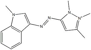 1,2,3-Trimethyl-5-[(1-methyl-1H-indol-3-yl)azo]-1H-pyrazol-2-ium Struktur