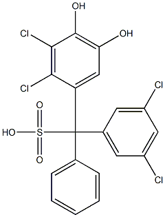 (3,5-Dichlorophenyl)(2,3-dichloro-4,5-dihydroxyphenyl)phenylmethanesulfonic acid Struktur