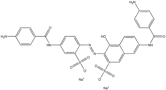 7-[(4-Aminophenyl)carbonylamino]-3-[[4-[(4-aminophenyl)carbonylamino]-2-sulfophenyl]azo]-4-hydroxy-2-naphthalenesulfonic acid disodium salt Struktur