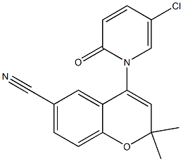 2,2-Dimethyl-6-cyano-4-[(5-chloro-1,2-dihydro-2-oxopyridin)-1-yl]-2H-1-benzopyran Struktur