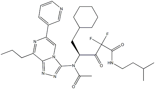 (4S)-5-Cyclohexyl-2,2-difluoro-4-[[8-propyl-6-(3-pyridinyl)-1,2,4-triazolo[4,3-a]pyrazin-3-yl]acetylamino]-N-isopentyl-3-oxovaleramide Struktur