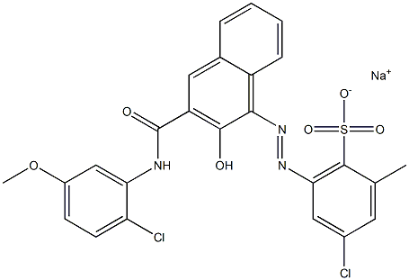 4-Chloro-2-methyl-6-[[3-[[(2-chloro-5-methoxyphenyl)amino]carbonyl]-2-hydroxy-1-naphtyl]azo]benzenesulfonic acid sodium salt Struktur