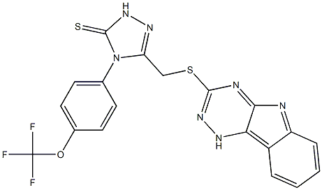 3-(2,3,6-Triazino[5,4-b]indol-3-ylthiomethyl)-4-(4-(trifluoromethoxy)phenyl)-1,2,4-triazoline-5-thione Struktur